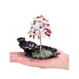 GEHECRST Backflow Incense Burner 7 Chakra Stone Tree of Life Decoration Money Tree Feng Shui Tree Decoration Incense Holder Incense Holder for Wealth Happiness Health (7 Chakra)