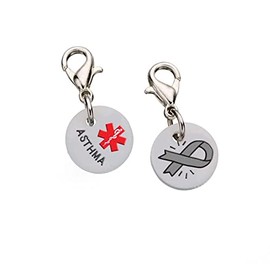 Medical ID Charms Food Allergies & More For Kids, Teens, Adults (Asthma)