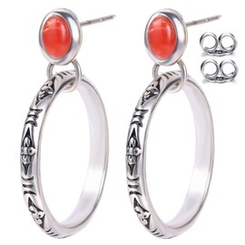 Colloca Orange Spiny Oyster Earrings for Women, Orange Dangle Hoop Earrings, Jewelry Gifts Box Included