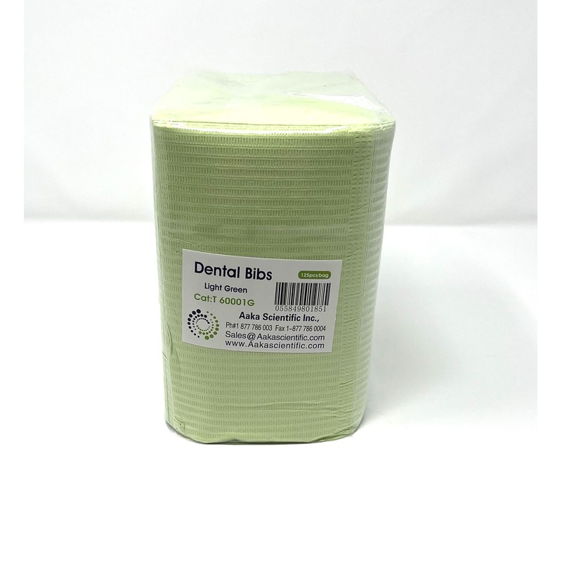 Aaka Dental Bib Light Green 125 Pcs,13x18 Disposable 3 Ply