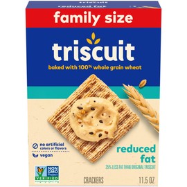 Triscuit Triscuit Reduced Fat Whole Grain Wheat Crackers, Vegan Crackers, Vegan Snacks, Lunch Snacks, Family Size, 11.5 oz