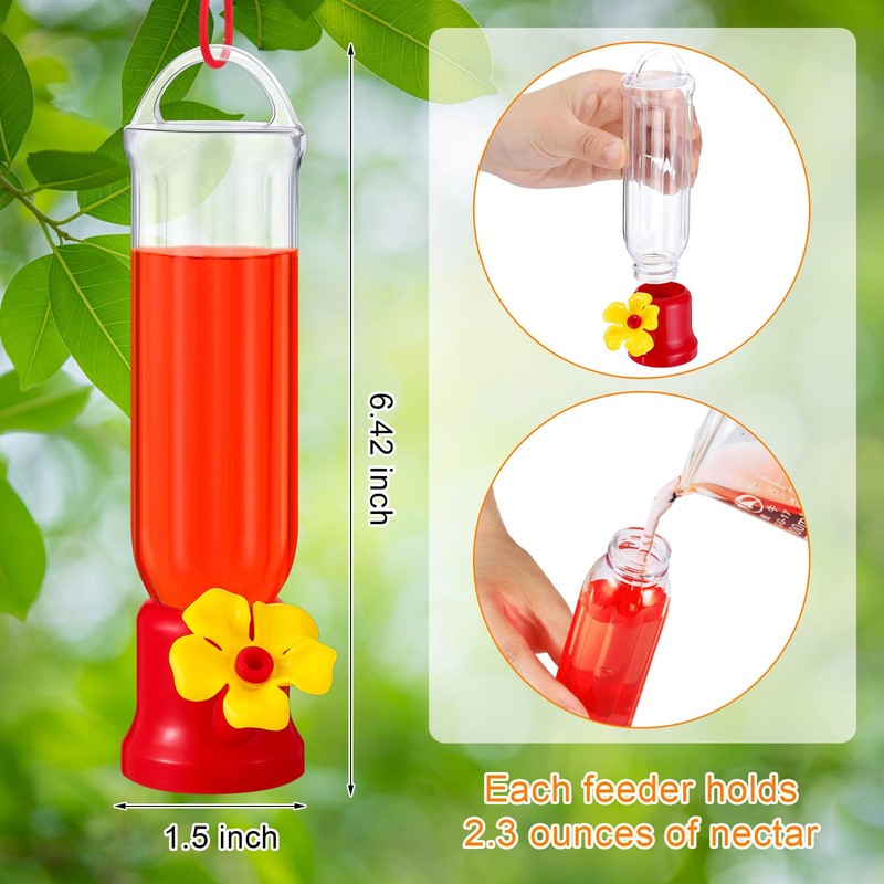 Sunnyray 10 Pack Small Hummingbird Feeder for Outdoors Mini Plastic