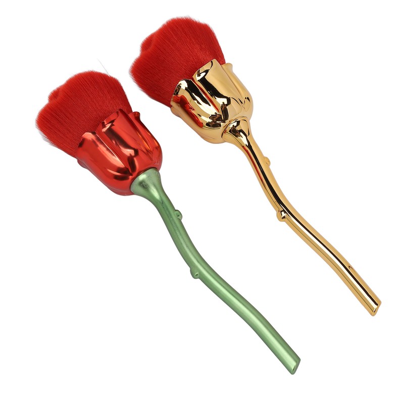 2pcs Rose Shape Nail Brush Dust Removal Thickened Die Cast