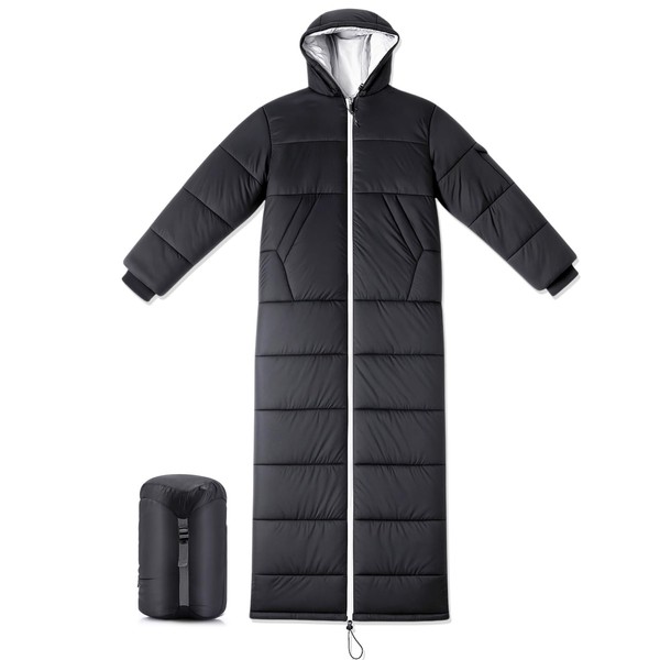Macarrie Wearable Sleeping Bag for Adults with Sleeves and Hood,