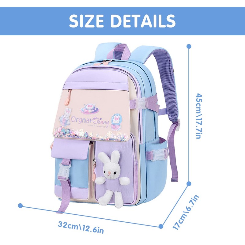 MCWTH School Backpack for Girls, Lightweight Waterproof Cute Bunny School
