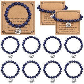 Equsion 12 Pieces Cheer Bracelet Cheerleading Gifts Cheerleading Bracelet for Cheerleader Cheer Charm Jewelry for Team(Blue)