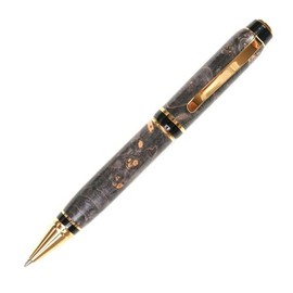 Lanier Pens Cigar Twist Pen - 24kt Gold - Gray & Black Maple Burl