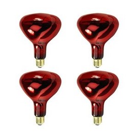 (4 Pack) 250 WATT BR40 RED Heat LAMP SHATTERPROOF Light Bulb RED Glass 5,000 Hours Supra Life Heat LAMP Shatter Resistant