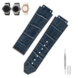 19 mm×25 mm×22 mm Watch Band Compatible for Hoblot Big Bang, Soft Silicone Rubber Leather Cowhide Watch Strap, Outdoor Sports Waterproof Watch Bands Replacement, Wrist Watch Straps for Men Women Blue