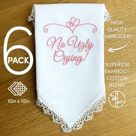 SAY HO UM Fun Wedding Handkerchiefs | Set of 6 | No Ugly Crying Pink