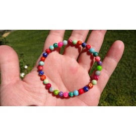 RAYON Sea Sediment and Jasper Multi Color bead bracelet for MEN Stretch  6mm - 8"
