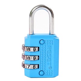 RESET-071 3 Digit Small Combination Lock Tiny Padlock for Mini Locker, Travel Padock, Diary, Box,Luggage, Suitcase, Backpack, Blue