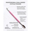 Professional Dual-Ended Cuticle Pusher & Scraper, Stainless Steel, Spear-Shaped Tip,