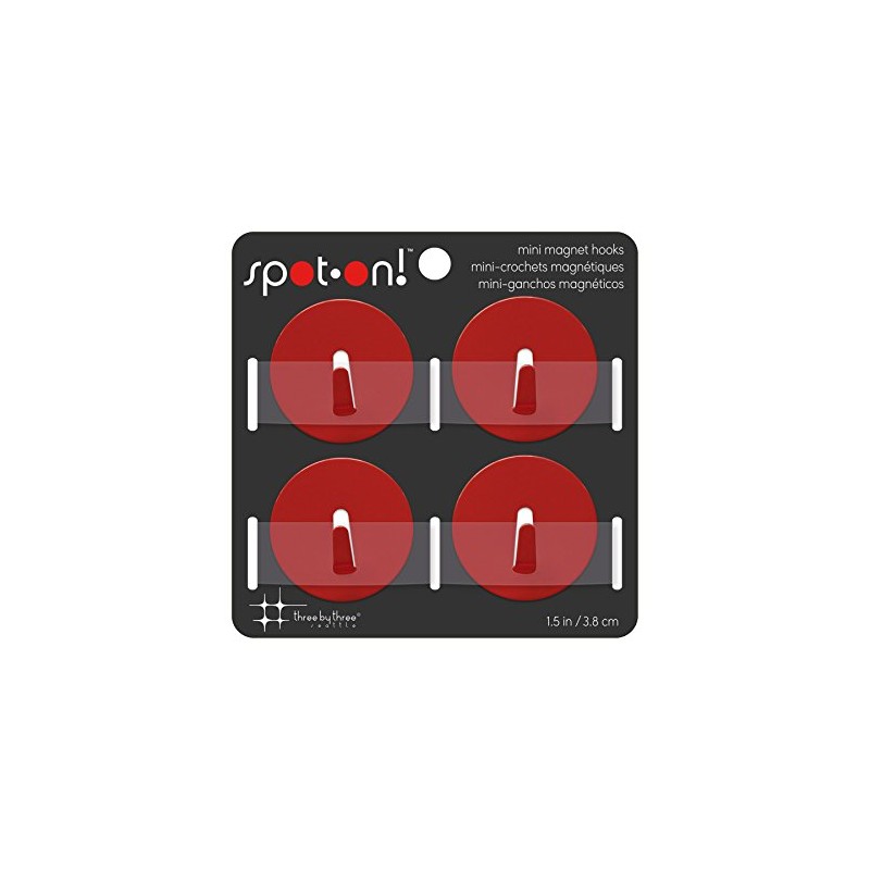 Three by Three Spot On! Mini Magnet Hook, Red