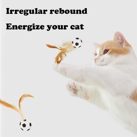 Ruovselz 2025 Interactive Feather Cat Toy Ball Set – Elastic Bouncy Pet Toys with Natural Feathers, Silicone Rolling Balls for Indoor Cats & Kittens, Safe, Fun & Durable (1 Set)