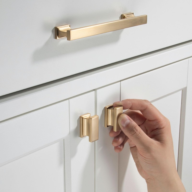 TUNNY 10 Pack Classic Rectangle Solid Cabinet Handles-5"/128mm Screw Spacing