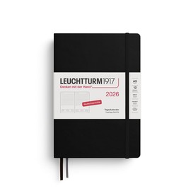 LEUCHTTURM1917 372591 Tageskalender Medium (A5) 2026, 12 Monate, Schwarz, Deutsch