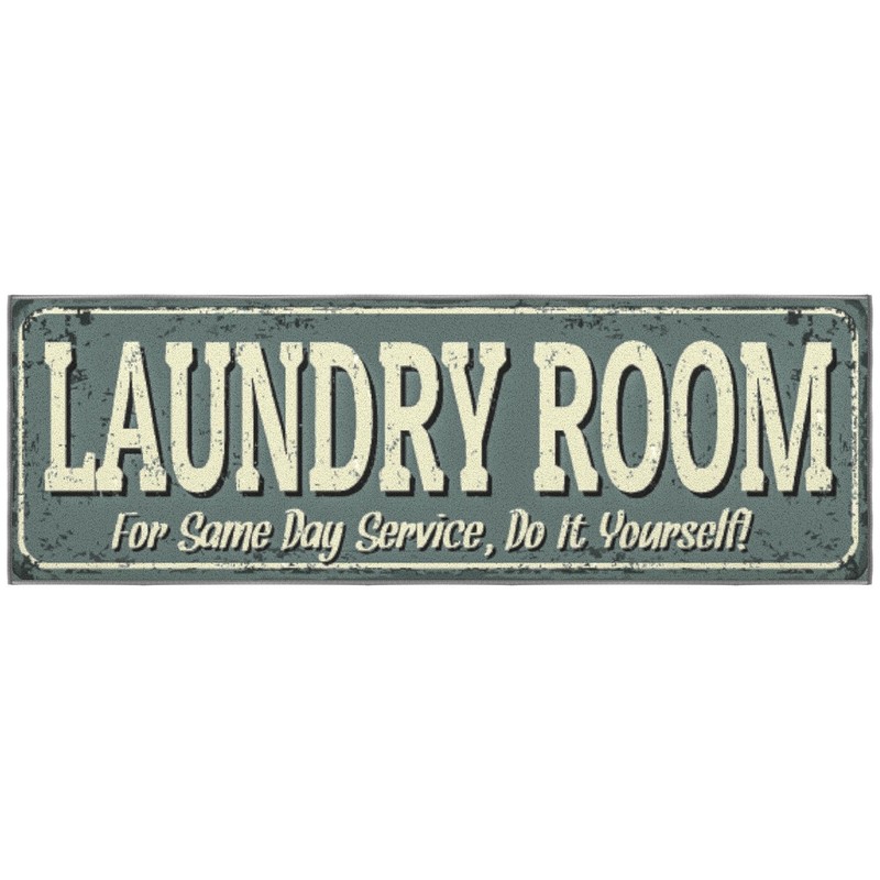 Machine Washable Text Design Rug Non-Slip Rubberback 2x5 Laundry Room