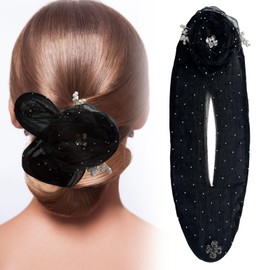 XQMMGO Hair Bun Roller, Pearl Flower Hair Bun Maker, Messy Bun Maker, Magic Hair Bun Maker for Women, Fashionable (Black)