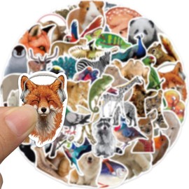 50PCS Stickers for Realistic Animals,Animals Stickers,Teens Boys and Girls Sticker Pack Vinyl Skateboard Guitar Door Laptop Luggage Car Bike Water Bottle Birthday Party Supplies Stickers