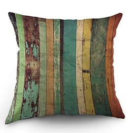 Moslion Wood Pillows Striped Throw Pillow Cover Vintage Plank Wooden Stripe Pillow Case 18x18 Inch Accent Pillow Cotton Linen Square Cushion Decorative Cover for Sofa Bed Multicolor