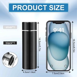 DGMI 2 Pcs Small Water Bottle, 150ml Mini Water Bottle, Stainless Steel Water Bottle, Small Capacity Portable Travel Drink Insulated Cup, Keeps Drink Cold & Hot for Travel (Black+Silver)