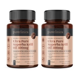 Ultra Pure Superba Krill Oil 500mg x 240 Capsules (2 Bottles ) - sourced in the unpolluted Waters of the Antarctic. Providing a Rich Supply of Astaxanthin and Omega 3