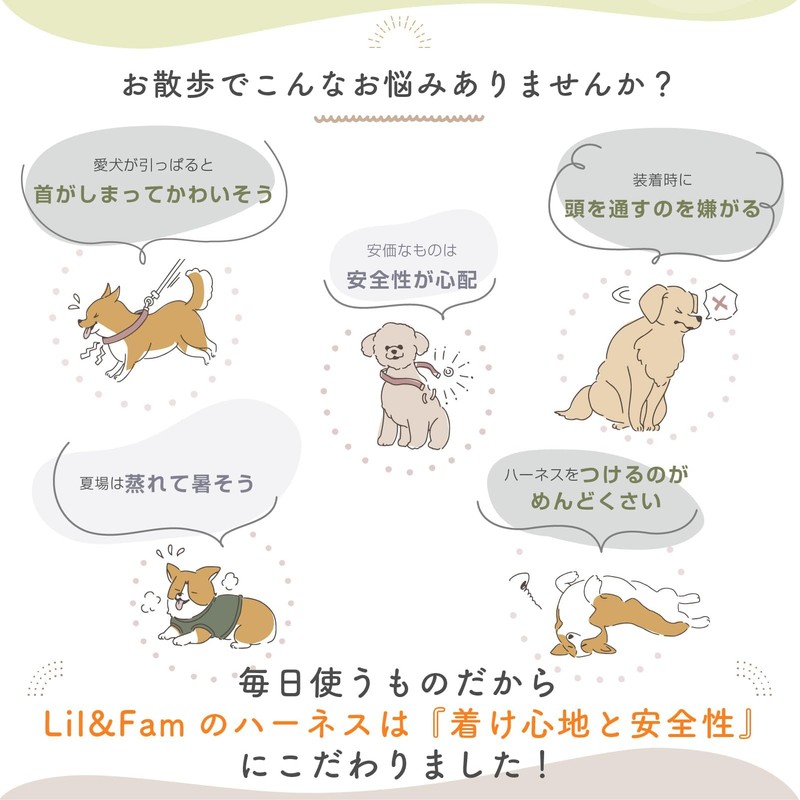 Lil&Fam Dog Harness, Torso Leash Set, Gentle on the Body,