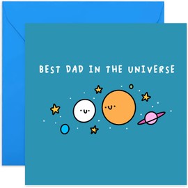 Old English Co. Sentimental Father's Day Card for Dad - 'Best Dad In The Universe' Birthday Card for Dad - Cute Father's Day Card for Dad from Son or Daughter - Contemporary Illustrated Card