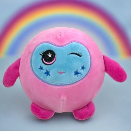 MIJOMA Cuddly Anti-Stress Squeeze Ball - Velvet Plush Squeeze Ball in Kawaii Design, Sensory Toy for All Ages Diameter 10 cm (Pink Owl)