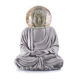 DONKEY Summerglobe - The Grey Buddha Decorative Figure with Snow Globe in Trendy Matte Grey Design