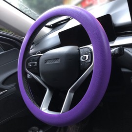 Purple Car Steering Wheel Cover: Universal RPKEY 13.5 to 15 inches Silicone Steering Cover Compatible with Most Car Models Fit for Round Shape D Shape