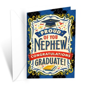 Prime Greetings Nephew Graduation Card, Made in America, Eco-Friendly, Thick Card Stock with Premium Envelope 5in x 7.75in, Packaged in Protective Mailer