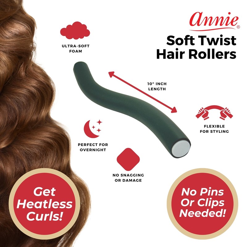 Annie Soft Twist Roller Set 1" Diameter: 4Pcs Flexible 10"