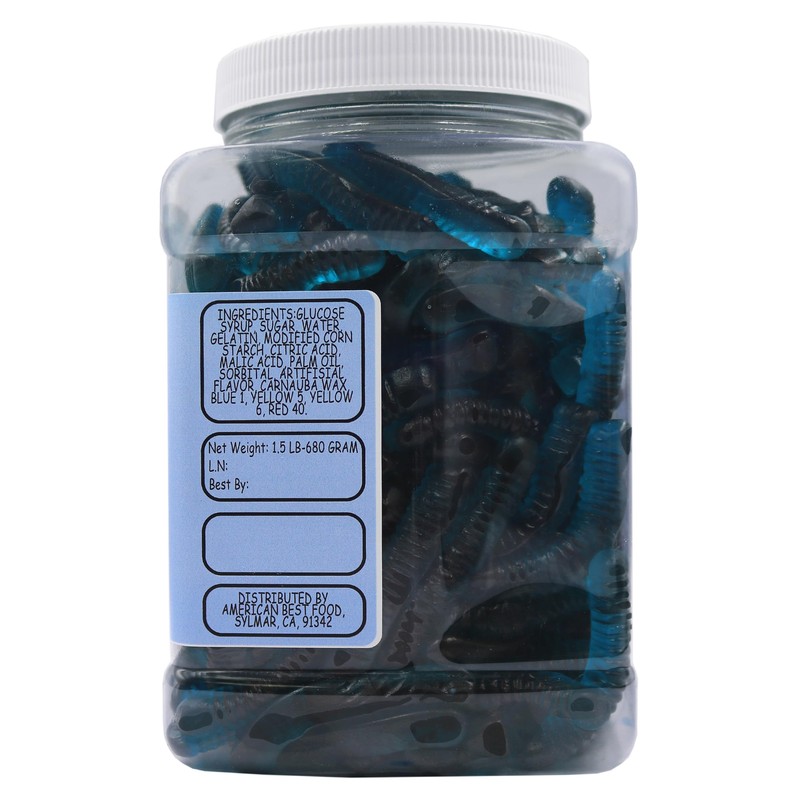 Gummy Worms Jar, (Blue Raspberry Flavor 1.5 Pound)