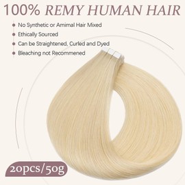 Tess Real Human Hair Tape-In Extensions, 35.5 cm, 20 Pieces, Straight, Remy Tape-In Extensions, Brown (#4, 35 cm, 50 g)