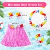 Aomig Hawaiian Grass Skirt, 5 Pcs Hawaiian Garlands, Tropical Fancy