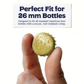 Fermentaholics Gold Beer Bottle Caps - 144 Count Oxygen Absorbing Bottle Lids – 26mm Crown Caps for Homebrewing Beer, Cider, Soda, DIY Crafts and more – Fits Standard American Pry-Off Bottles