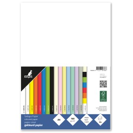 Kangaro - Coloured Paper White DIN A4 160 g/m² FSC Mix - Pack of 50 - Letter Paper Craft Paper DIY