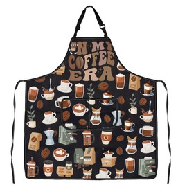 MYSOMY Barista Apron In My Coffee Era Apron Coffee Lover Gift Coffee Themed Apron Funny Coffee Gifts Barista Gift (COFFEE ERA Apron)