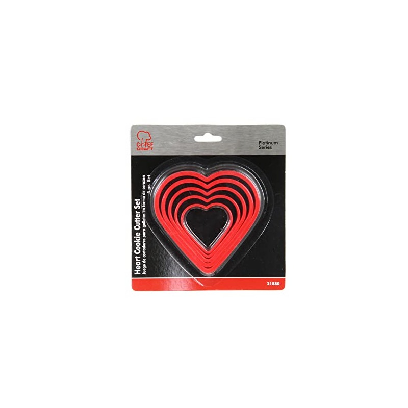Chef Craft Select Plastic Heart Cookie Cutter, 5 Piece Set,