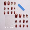 24Pcs Red Flower Press on Nails Medium Square Fake Nails