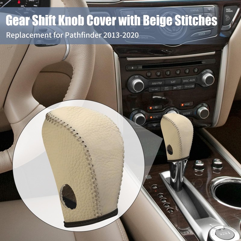 Newnessai Gear Shift Knob Cover with Beige Stitches, Shift Lever