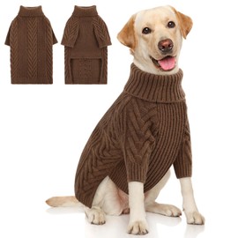 Preferhouse Dog Knitted Sweaters for Medium Large Dogs, Dog Winter Turtleneck, Pet Warm Pullover Thick Sweatshirt Beagle, Bulldog, Husky, Golden Retriever, Labrador, Samoyed, Rottweiler Coffee 2XL
