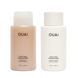 OUAI Thick Shampoo and Conditioner Set - Sulfate Free Shampoo and Conditioner for Thick Hair - Made with Keratin, Marshmallow Root, Shea Butter & Avocado Oil - Free of Parabens & Phthalates (10 Fl Oz)