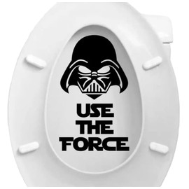 Sticker for Toilet Lid Inside - Use The Force - Darth Vader - Waterproof Transfer Film Vinyl Sticker as Decoration and Funny Gift 15 x 25 cm in Black