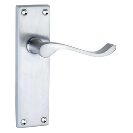Designer Levers - Victorian Scroll Lever Door Handles - Satin Chrome - 1 Pair - Latch Door Handle - Interior Use - Long Latch