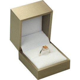 The Jewellery Pak Ring Box for Wedding Proposal Engagement for Men Women Luxury Soft Touch Gold Color PU Leather Ring Jewelry Gift Holder Box Size 2.5〞(W)*2.5〞(D)*2〞(H)