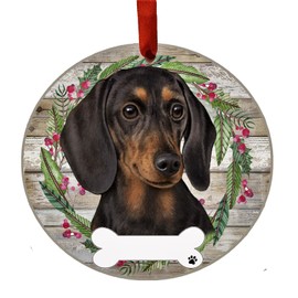 E&S Imports Black Dachshund Ornament - E&S Pets - DIY Personalizable - Dog Gifts - Ceramic Round Ornament Glazed Finish - X-mas Decoration - Christmas Ornaments Craft Gifts - Ornaments for Pet Lovers