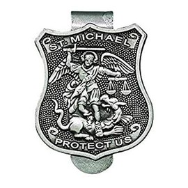 VILLAGE GIFT IMPORTERS Pewter Saint Michael Police Visor Clip (Saint Michael Shield)